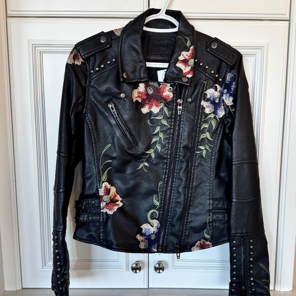 [BLANKNYC] Embroidered Faux Leather Moto Jacket – Size M - Picture 1 of 3